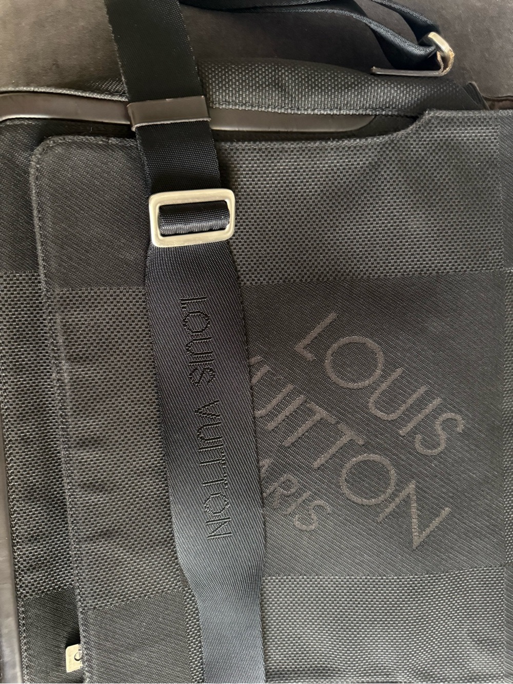Louis Vuitton Black Canvas Laptop Messenger Shoulder Bag